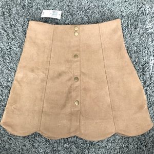 HYFVE Skirts - Scalloped Suede Camel Skirt -Dry Goods HYFVE Skirts - Scalloped Suede Camel Skirt -Dry Goods